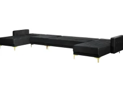 Beliani 6-Istuttava U-Kulmavuodesohva Sametti Musta Aberdeen Cheap