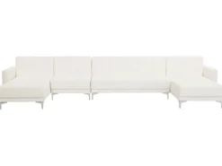 Beliani 6-Istuttava U-Kulmavuodesohva Keinonahka Valkoinen Aberdeen Clearance