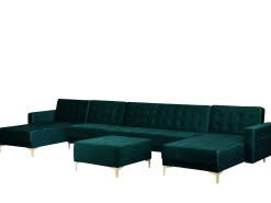 Beliani 6-Istuttava U-Kulmavuodesohva Ja Rahi Sametti Sinivihrea Aberdeen Shop