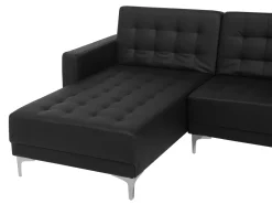 Beliani 6-Istuttava U-Kulmavuodesohva Ja Rahi Keinonahka Musta Aberdeen Discount