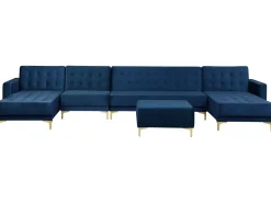 Beliani 6-Istuttava U-Kulmavuodesohva Ja Rahi Sametti Laivastonsininen Aberdeen Sale