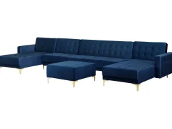 Beliani 6-Istuttava U-Kulmavuodesohva Ja Rahi Sametti Laivastonsininen Aberdeen Sale