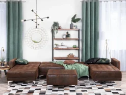 Beliani 5-Istuttava U-Kulmavuodesohva Ja Rahi Keinonahka Ruskea Aberdeen Cheap