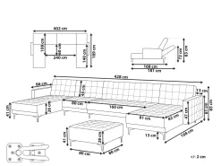 Beliani 6-Istuttava U-Kulmavuodesohva Ja Rahi Sametti Harmaa Aberdeen Cheap
