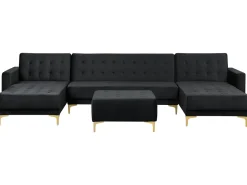 Beliani 5-Istuttava U-Kulmavuodesohva Ja Rahi Sametti Musta Aberdeen Clearance