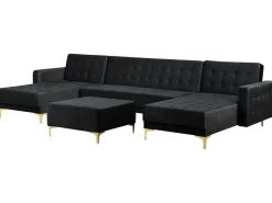 Beliani 5-Istuttava U-Kulmavuodesohva Ja Rahi Sametti Musta Aberdeen Clearance