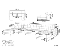 Beliani 6-Istuttava U-Kulmavuodesohva Keinonahka Musta Aberdeen Sale