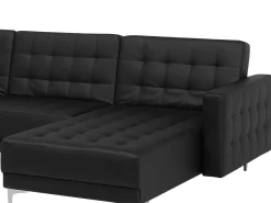 Beliani 6-Istuttava U-Kulmavuodesohva Keinonahka Musta Aberdeen Sale