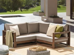 Beliani 2-Istuttava Ulkokulmasohva Sertifioitu Akaasia Tumma Puu Timor Ii Fashion