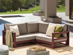 Beliani 2-Istuttava Ulkokulmasohva Sertifioitu Akaasia Mahonginruskea Timor Ii Cheap