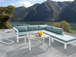 Beliani 5-Istuttava Ulkokulmasohvaryhma Alumiini Valkoinen/Vihrea Messina Online