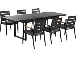 Beliani 6-Istuttava Ulkoruokailuryhma Alumiini Musta/Harmaa Valcanetto/Taviano Cheap