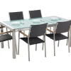 Beliani 6-Istuttava Ulkoruokailuryhma 3-Osainen Lasitaso Polyrottinkituolit Musta Grosseto Shop
