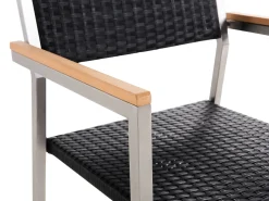 Beliani 6-Istuttava Ulkoruokailuryhma 3-Osainen Lasitaso Polyrottinkituolit Musta Grosseto Shop