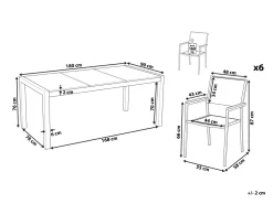 Beliani 6-Istuttava Ulkoruokailuryhma Poltettu Graniittitaso Tekstiilituolit Musta/Harmaa Grosseto Store