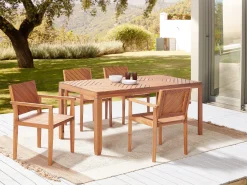 Beliani 4-Istuttava Ulkoruokailuryhma Akaasia Vaalea Puu Baratti Outlet