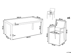 Beliani 6-Istuttava Ulkoruokailuryhma Graniittitaso Tekstiilituolit Musta/Beige Grosseto Cheap