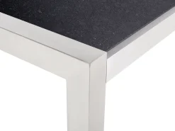 Beliani 6-Istuttava Ulkoruokailuryhma 3-Osainen Graniittitaso Tekstiilituolit Musta/Beige Grosseto Shop