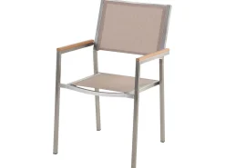 Beliani 6-Istuttava Ulkoruokailuryhma 3-Osainen Graniittitaso Tekstiilituolit Musta/Beige Grosseto Shop