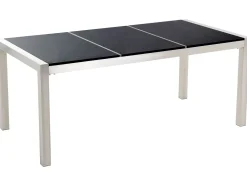 Beliani 6-Istuttava Ulkoruokailuryhma 3-Osainen Graniittitaso Tekstiilituolit Musta/Beige Grosseto Shop