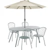 Beliani 4-Istuttava Ulkoruokailuryhma Aurinkovarjolla Teras Vaaleansininen Calvi Store