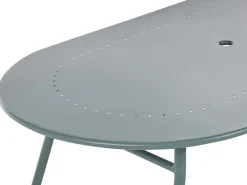 Beliani 4-Istuttava Ulkoruokailuryhma Aurinkovarjolla Teras Vaaleansininen Calvi Store