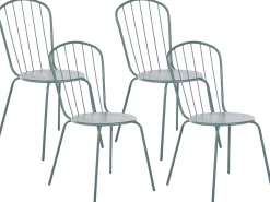 Beliani 4-Istuttava Ulkoruokailuryhma Aurinkovarjolla Teras Vaaleansininen Calvi Store