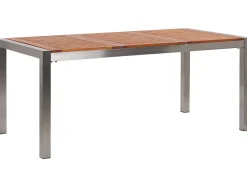 Beliani 6-Istuttava Ulkoruokailuryhma Eukalyptuspuutaso Tekstiilituolit Musta Grosseto Cheap