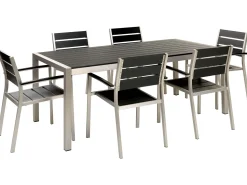 Beliani 6-Istuttava Ulkoruokailuryhma Alumiini Musta Vernio Fashion