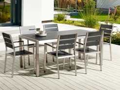 Beliani 6-Istuttava Ulkoruokailuryhma Alumiini Musta Vernio Fashion