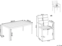 Beliani 6-Istuttava Ulkoruokailuryhma Alumiini Musta Vernio Fashion