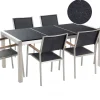 Beliani 6-Istuttava Ulkoruokailuryhma 3-Osainen Graniittitaso Tekstiilituolit Musta Grosseto Online