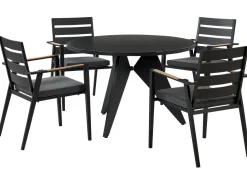 Beliani 4-Istuttava Ulkoruokailuryhma Alumiini Musta/Harmaa Olmetto/Taviano New