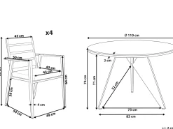 Beliani 4-Istuttava Ulkoruokailuryhma Alumiini Musta/Harmaa Olmetto/Taviano New