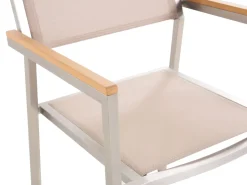 Beliani 6-Istuttava Ulkoruokailuryhma Poltettu Graniittitaso Tekstiilituolit Musta/Beige Grosseto Discount