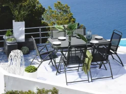 Beliani 6-Istuttava Ulkoruokailuryhma Teras Musta Livo Clearance