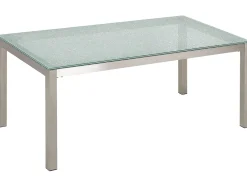 Beliani 6-Istuttava Ulkoruokailuryhma Lasitaso Tekstiilituolit Beige Grosseto Cheap