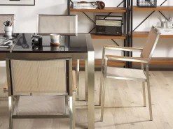 Beliani 6-Istuttava Ulkoruokailuryhma Lasitaso Tekstiilituolit Beige Grosseto Cheap