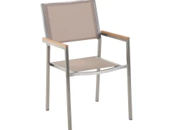 Beliani 6-Istuttava Ulkoruokailuryhma Lasitaso Tekstiilituolit Beige Grosseto Cheap