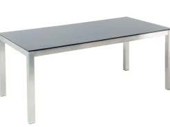 Beliani 6-Istuttava Ulkoruokailuryhma Lasitaso Tekstiilituolit Musta Grosseto Cheap