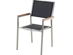 Beliani 6-Istuttava Ulkoruokailuryhma Lasitaso Tekstiilituolit Musta Grosseto Cheap