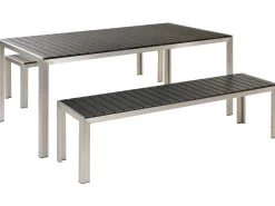 Beliani 6-Istuttava Ulkoruokailuryhma Alumiini Musta Nardo Shop