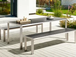 Beliani 6-Istuttava Ulkoruokailuryhma Alumiini Musta Nardo Shop