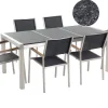 Beliani 6-Istuttava Ulkoruokailuryhma Poltettu Graniittitaso Tekstiilituolit Musta Grosseto Shop