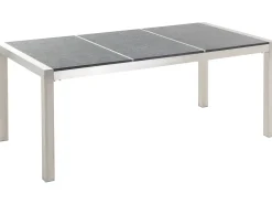 Beliani 6-Istuttava Ulkoruokailuryhma Poltettu Graniittitaso Tekstiilituolit Musta Grosseto Shop