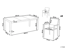Beliani 8-Istuttava Ulkoruokailuryhma Poltettu Graniittitaso Tekstiilituolit Musta/Harmaa Grosseto Online