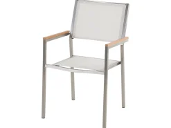 Beliani 6-Istuttava Ulkoruokailuryhma Poltettu Graniittitaso Tekstiilituolit Valkoinen Grosseto Sale