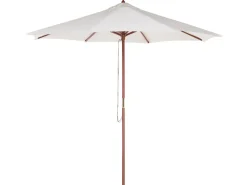 Beliani 6-Istuttava Ulkoruokailuryhma Aurinkovarjolla Vaalea Akasiapuu Java Best Sale