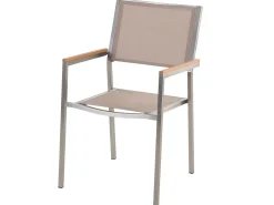 Beliani 8-Istuttava Ulkoruokailuryhma 3-Osainen Lasitaso Tekstiilituolit Beige Grosseto Best