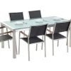 Beliani 6-Istuttava Ulkoruokailuryhma 3-Osainen Lasitaso Tekstiilituolit Musta Grosseto Flash Sale